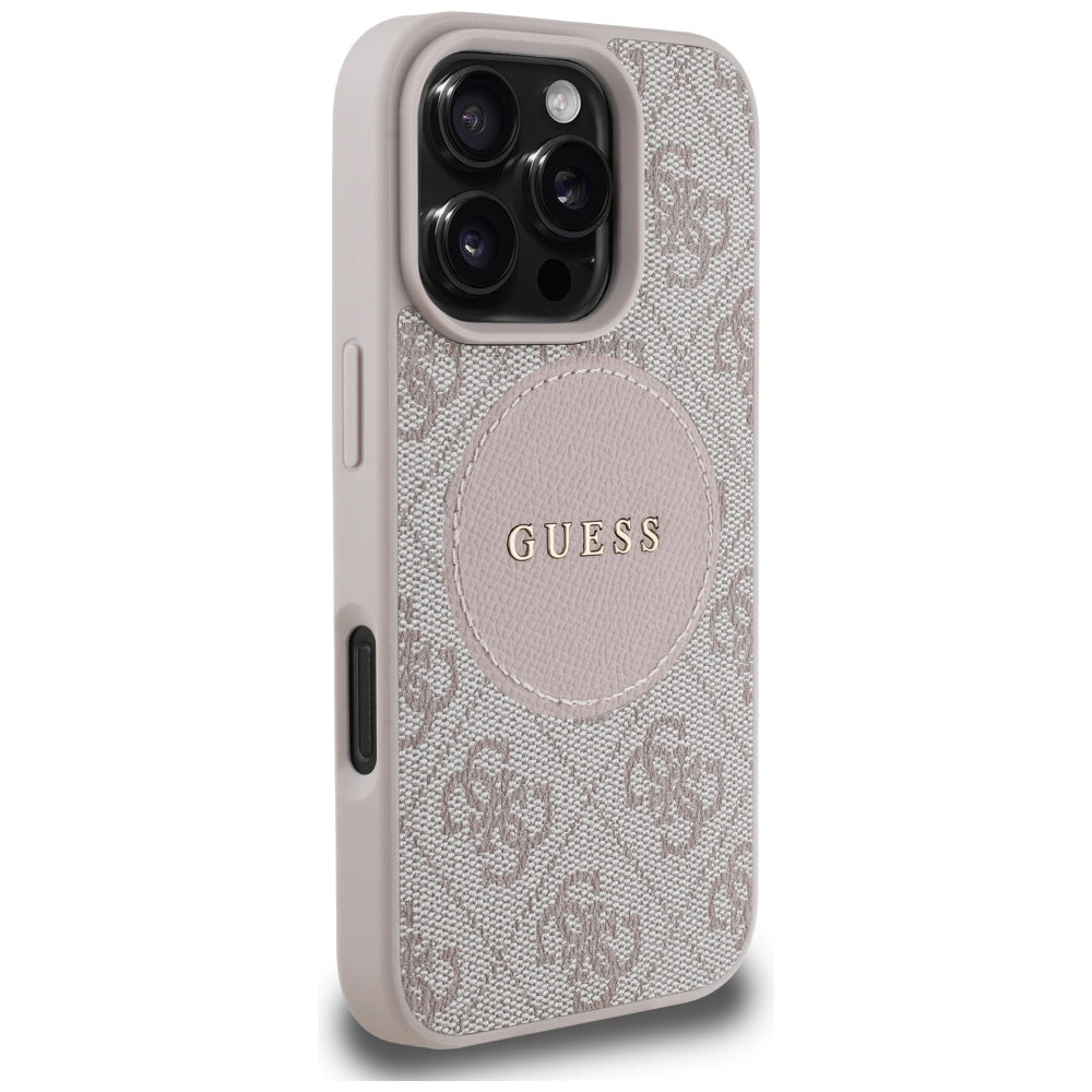 Husa de protectie Guess 4G Circle Classic Logo MagSafe (GUHMP16LP4PGRSGP) compatibil cu iPhone 16 Pro, Roz