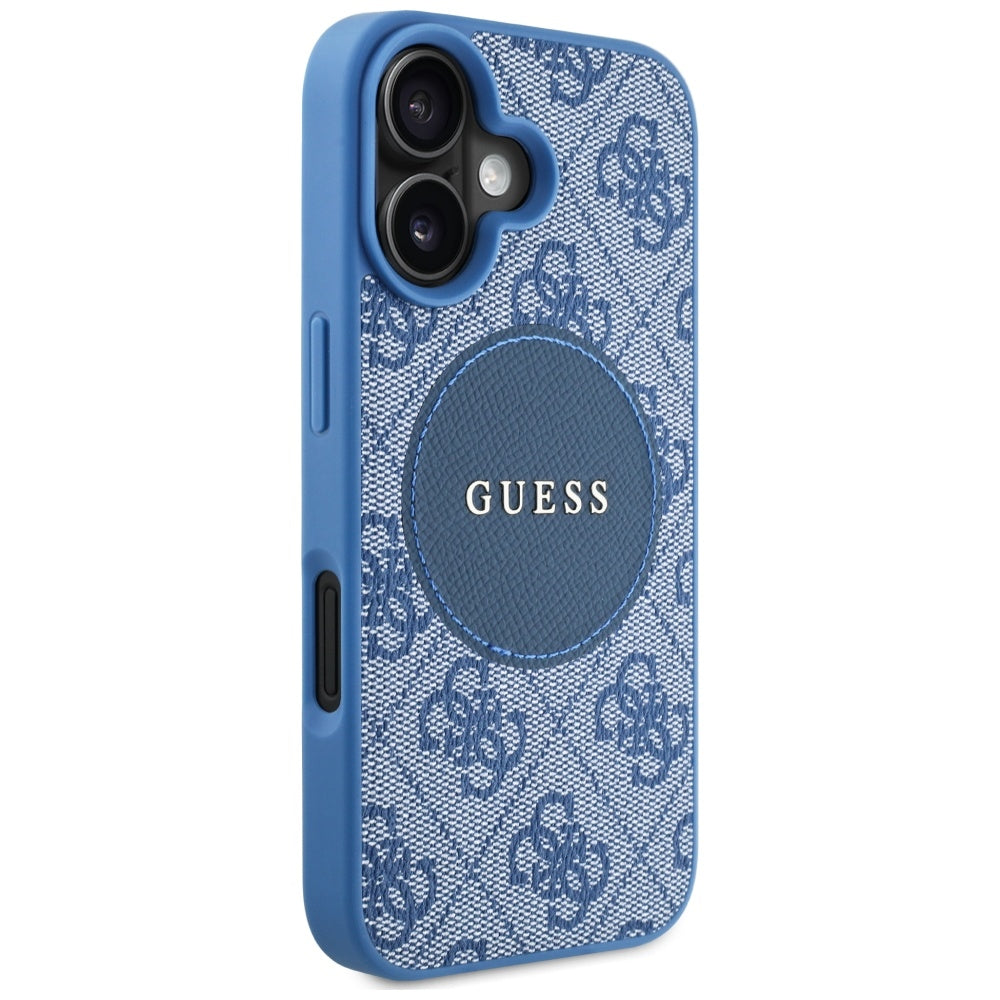 Husa de protectie Guess 4G Circle Classic Logo MagSafe (GUHMP16SP4PGRSGB) compatibil cu iPhone 16, Albastru