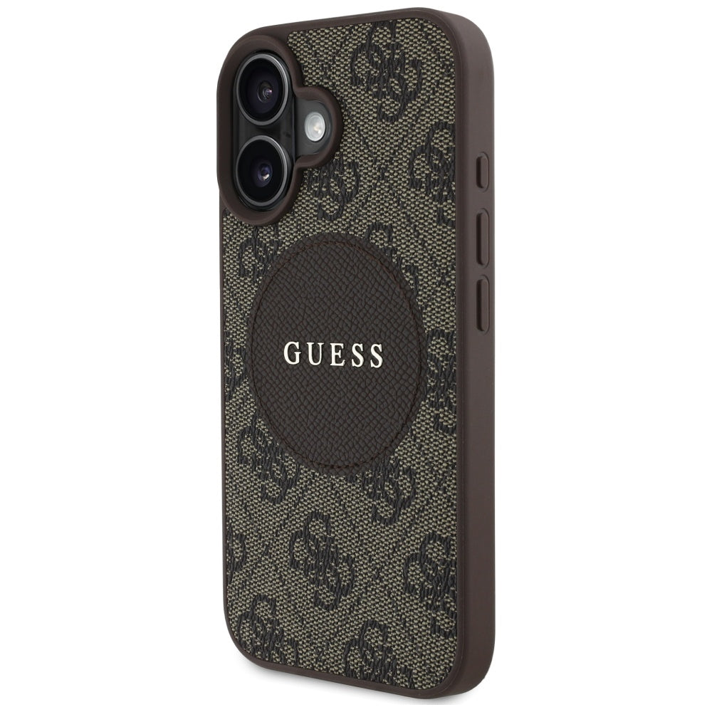 Husa de protectie Guess 4G Circle Classic Logo MagSafe (GUHMP16SP4PGRSGW) compatibil cu iPhone 16, Maro