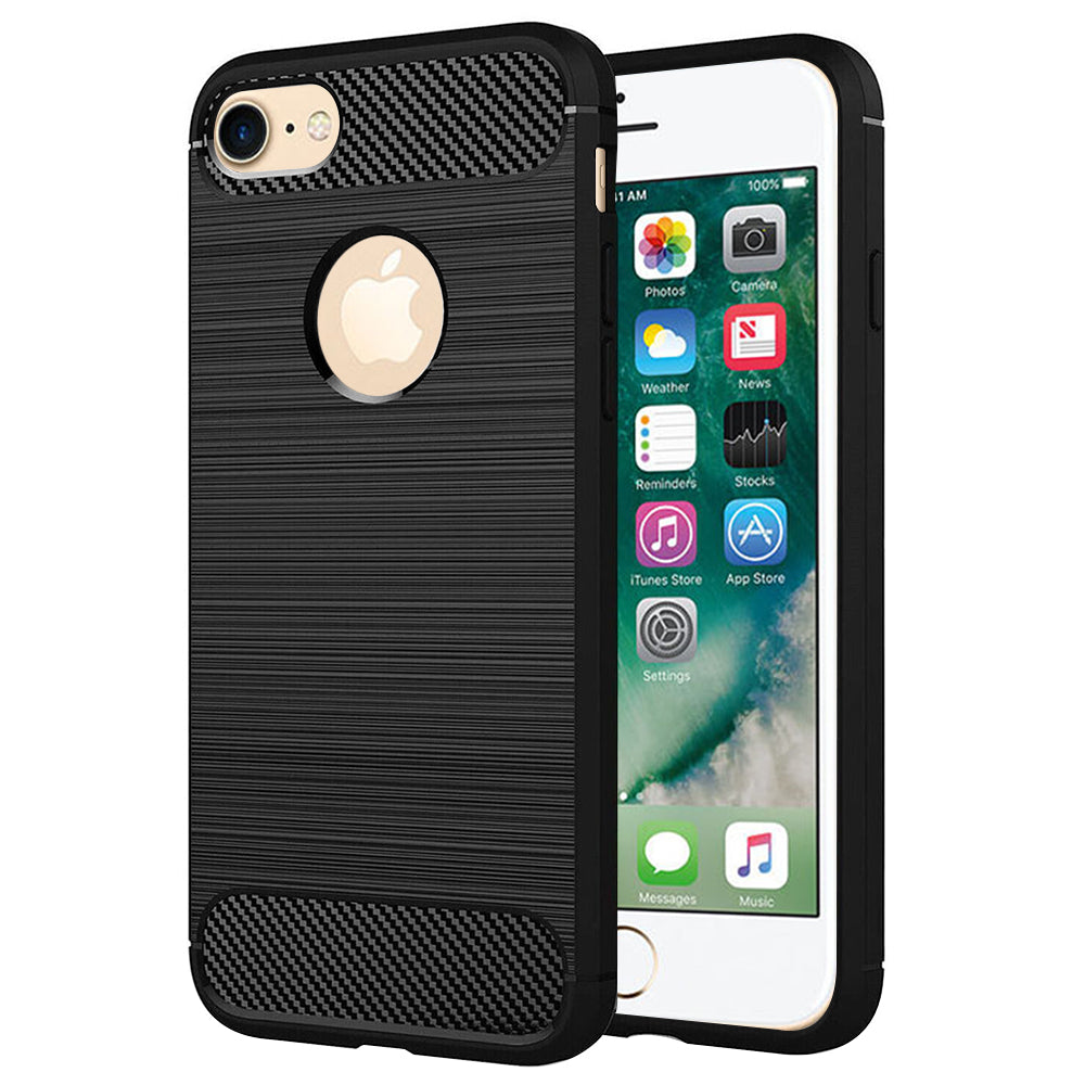 Husa de protectie Techsuit Carbon Silicone compatibil cu iPhone 7 / iPhone 8, Negru