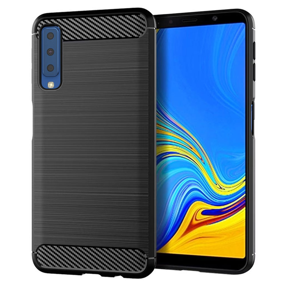Husa de protectie Techsuit Carbon Silicone compatibil cu Samsung Galaxy A7 2018, Negru