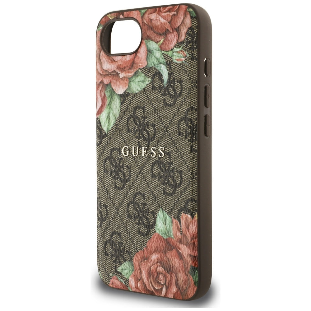 Husa de protectie Guess Hardcase 4G Flower Print MagSafe (GUHMPSE4P4ROPEMCW) compatibil cu iPhone 16e / iPhone 17e, Maro