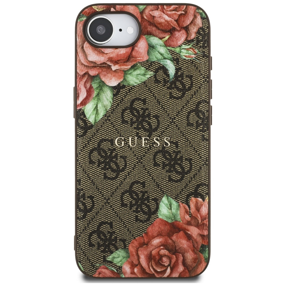 Husa de protectie Guess Hardcase 4G Flower Print MagSafe (GUHMPSE4P4ROPEMCW) compatibil cu iPhone 16e / iPhone 17e, Maro