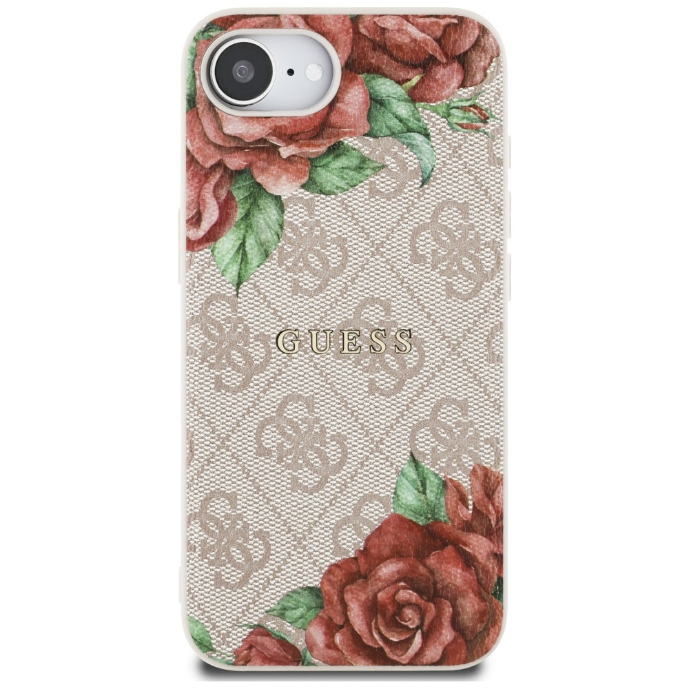 Husa de protectie Guess Hardcase 4G Flower Print MagSafe (GUHMPSE4P4ROPEMCP) compatibil cu iPhone 16e / iPhone 17e, Roz