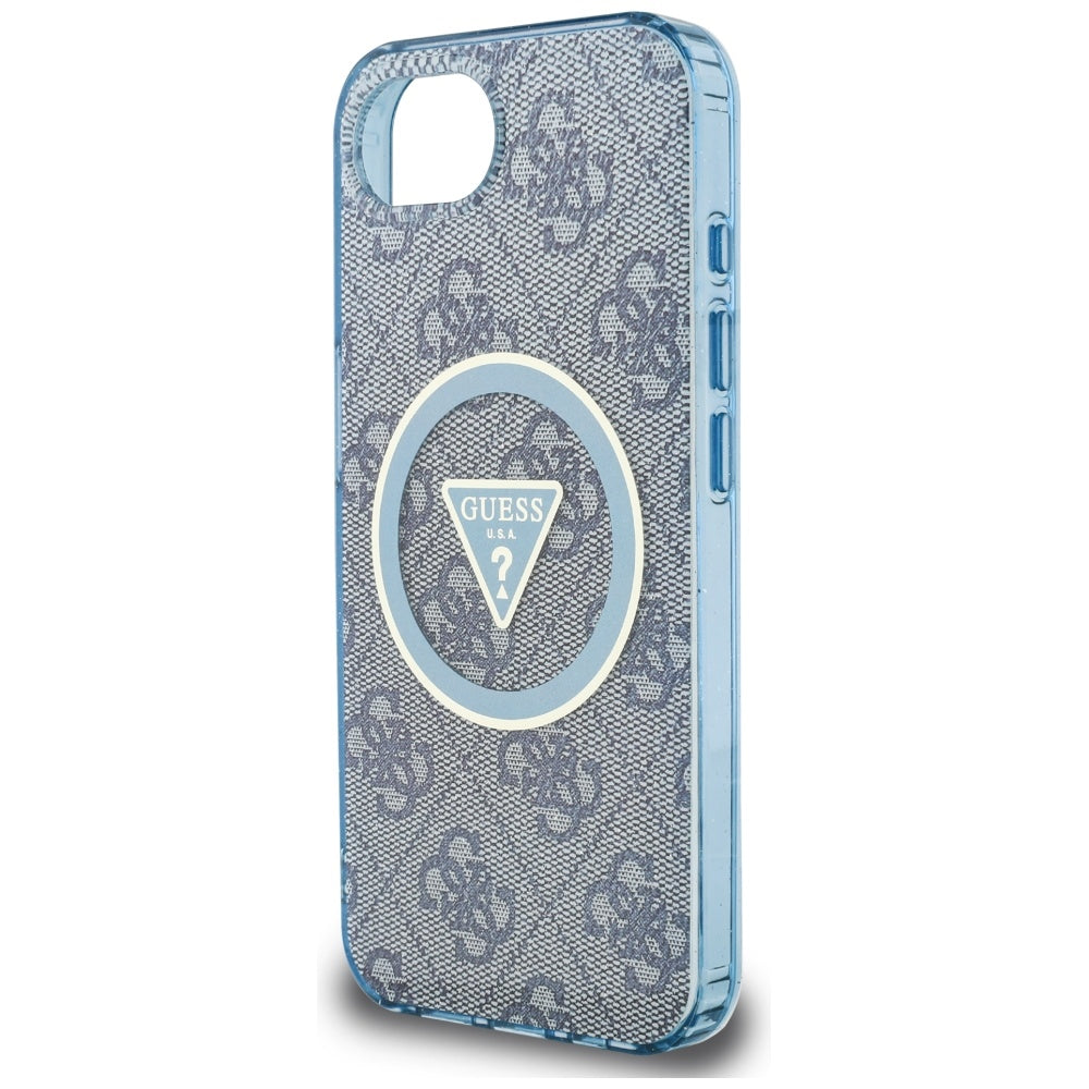 Husa de protectie Guess IML Metal Glitter 4G Circle Triangle MagSafe (GUHMPSE4HG4PRTGB) compatibil cu iPhone 16e / iPhone 17e, Albastru
