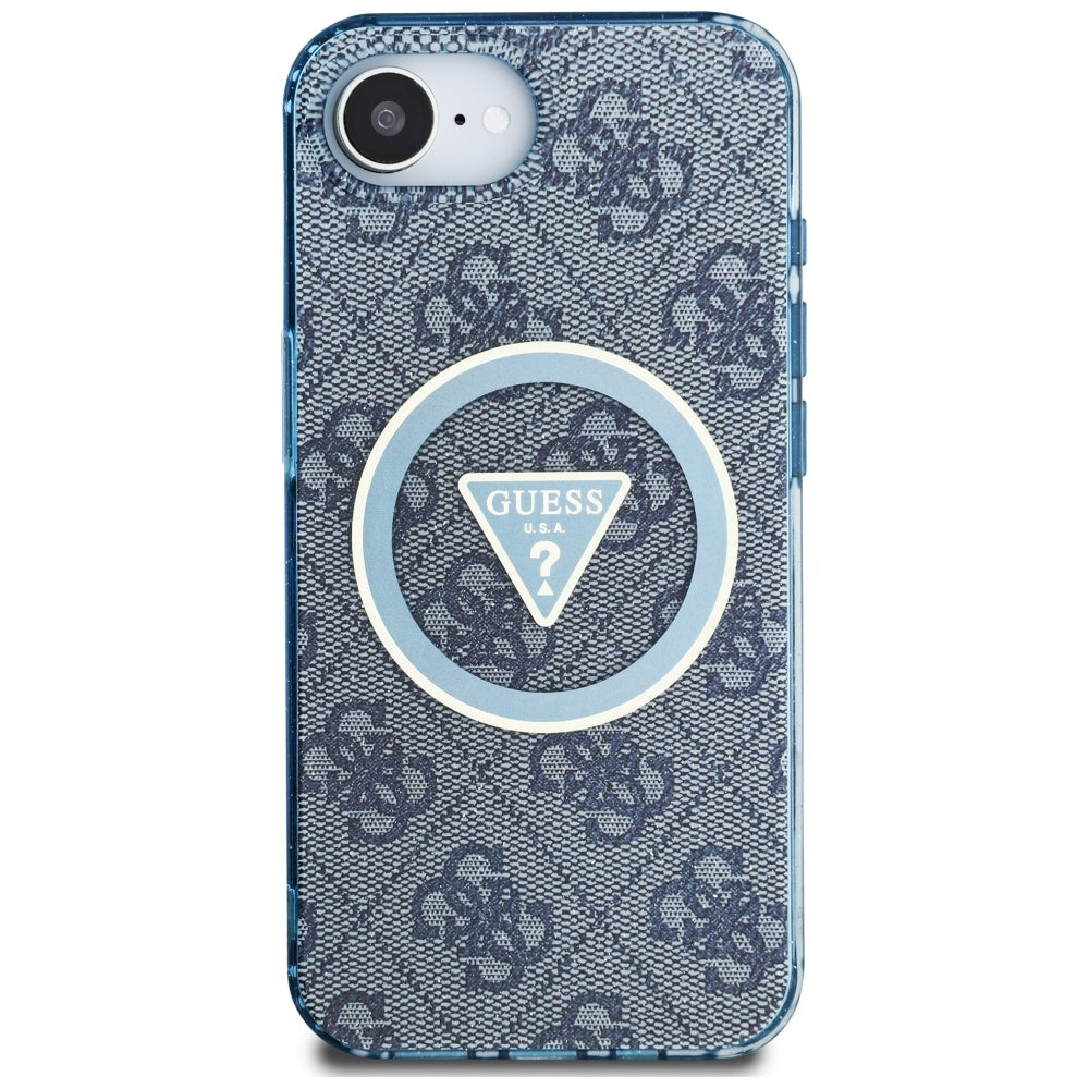 Husa de protectie Guess IML Metal Glitter 4G Circle Triangle MagSafe (GUHMPSE4HG4PRTGB) compatibil cu iPhone 16e / iPhone 17e, Albastru