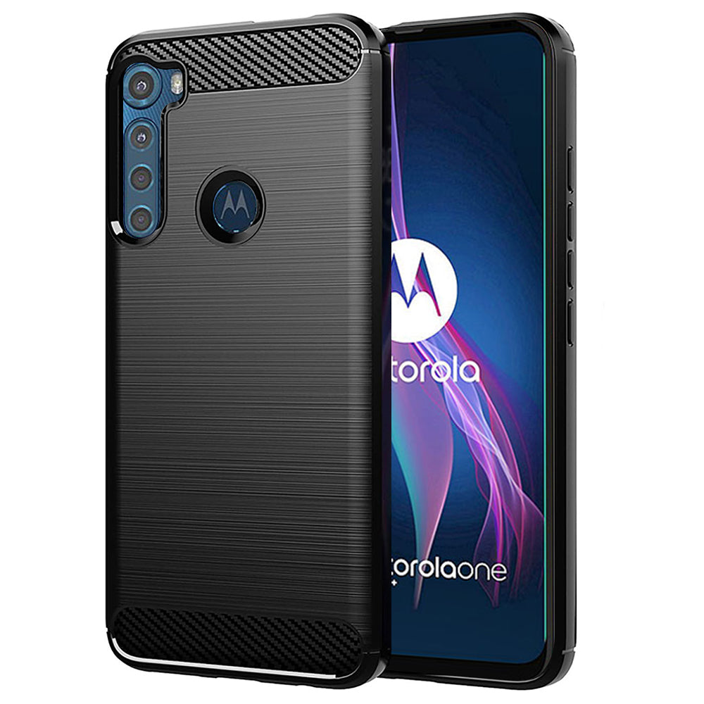 Husa de protectie Techsuit Carbon Silicone compatibil cu Motorola One Fusion Plus, Negru