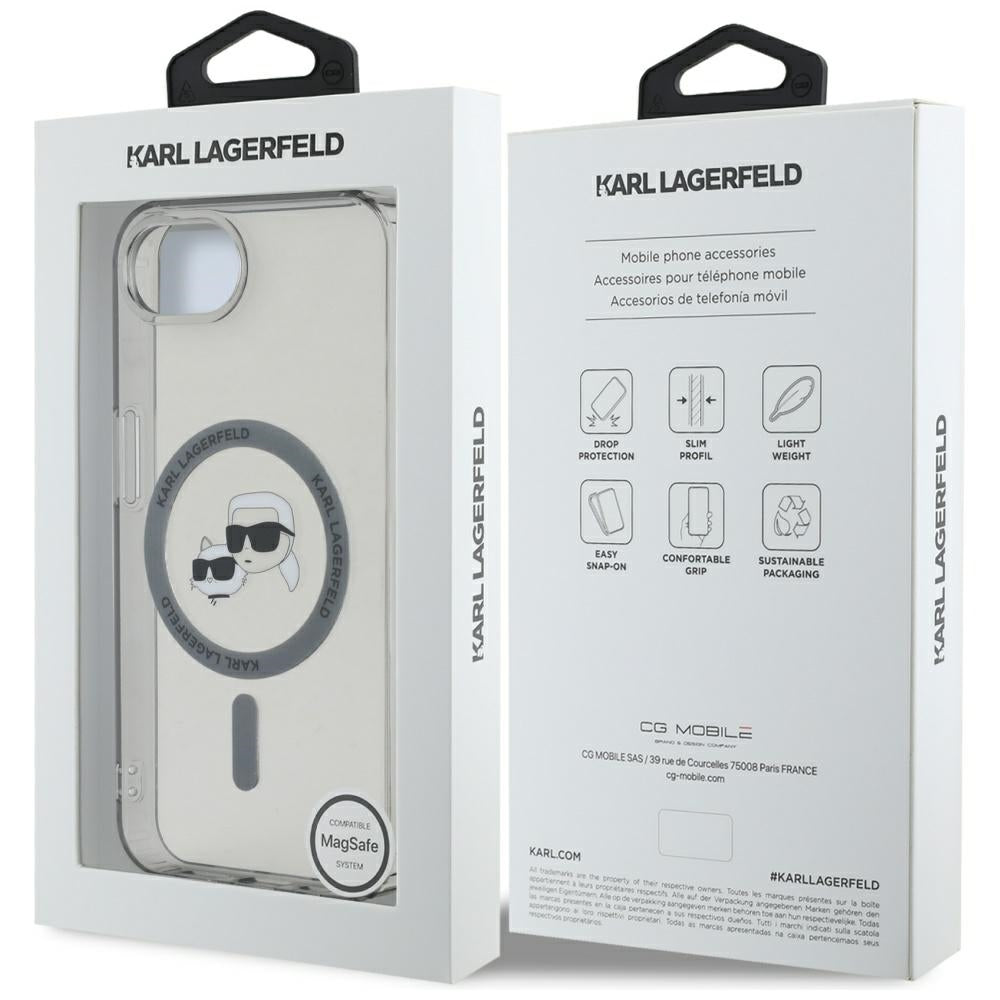 Husa de protectie Karl Lagerfeld IML MagSafe (KLHMPSE4HLSKCK) compatibil cu iPhone 16e / iPhone 17e, Metal Karl&Choupette Head