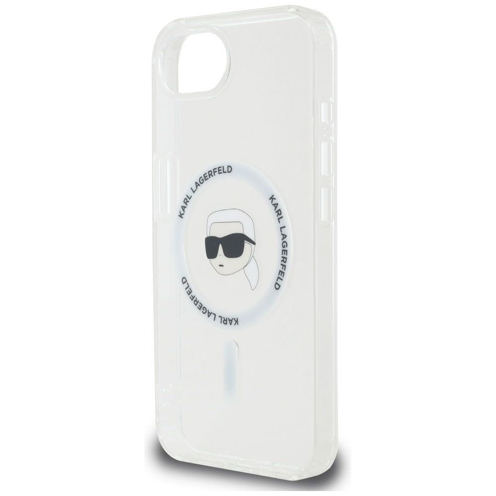 Husa de protectie Karl Lagerfeld IML MagSafe (KLHMPSE4HLSKIH) compatibil cu iPhone 16e / iPhone 17e - White Karl`s Head