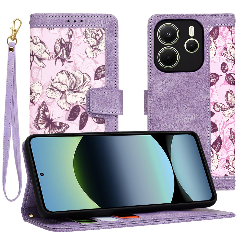 Husa de protectie Techsuit FlipCraft compatibil cu Xiaomi Redmi Note 14 4G (Regional), Mysterious Purple