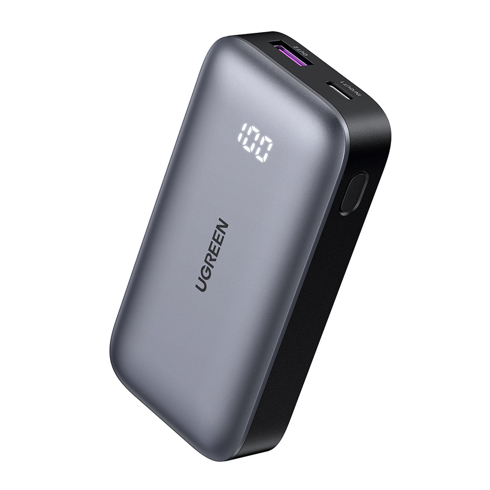 Baterie externa Ugreen PB502 (25185), Fast Charging, with Digital Display, 10000mAh, USB, Type-C, 30W, 5V/3A, Gri