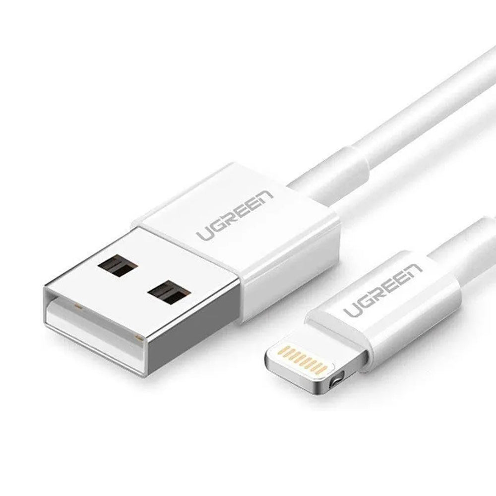 Cablu Ugreen US155 (20730), for iPhone, iPad, iPod, USB to Lightning, 5V/2.4A, 480Mbps, MFi Ceritified, 2m, Alb