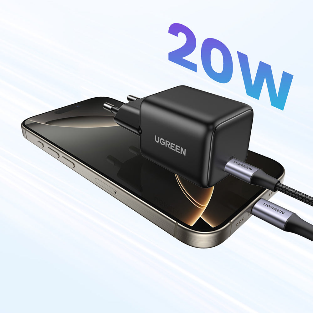 Incarcator Ugreen X512 (55553), USB-C, GaN, Fast Charging, 20W, PD3.0, QC4, 3A, Negru