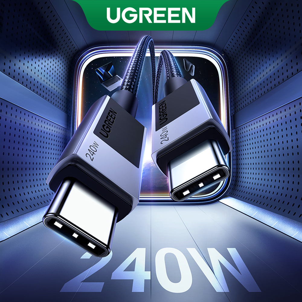 Cablu Ugreen L513 (45067), USB-C to Type-C, Fast Charging, PD240W, 5A, 480Mbps, 1m, Gri Spatial