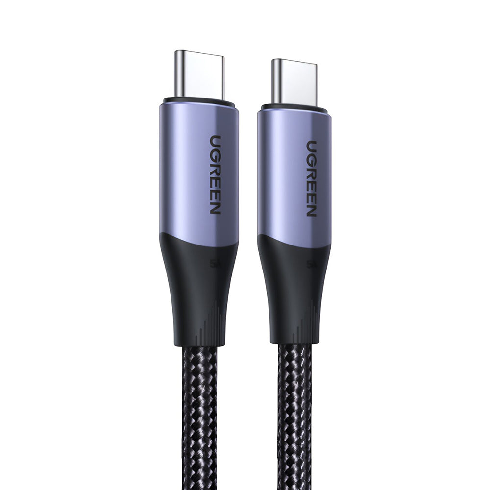Cablu Ugreen US355 (80150), Type-C, Fast Charging, 100W, 5A, 4K, 10Gbps, Smart Chip, Audio-Video, Nylon, 1m, Negru