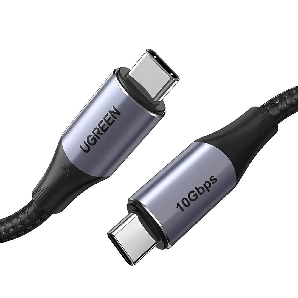 Cablu Ugreen US355 (80150), Type-C, Fast Charging, 100W, 5A, 4K, 10Gbps, Smart Chip, Audio-Video, Nylon, 1m, Negru
