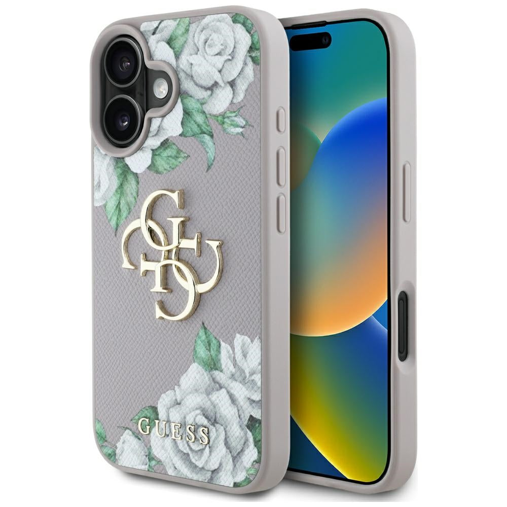 Husa de protectie Guess Hardcase 4G Grained Roses Big Logo (GUHCP16SPGROP4MU) compatibil cu iPhone 16, Mov