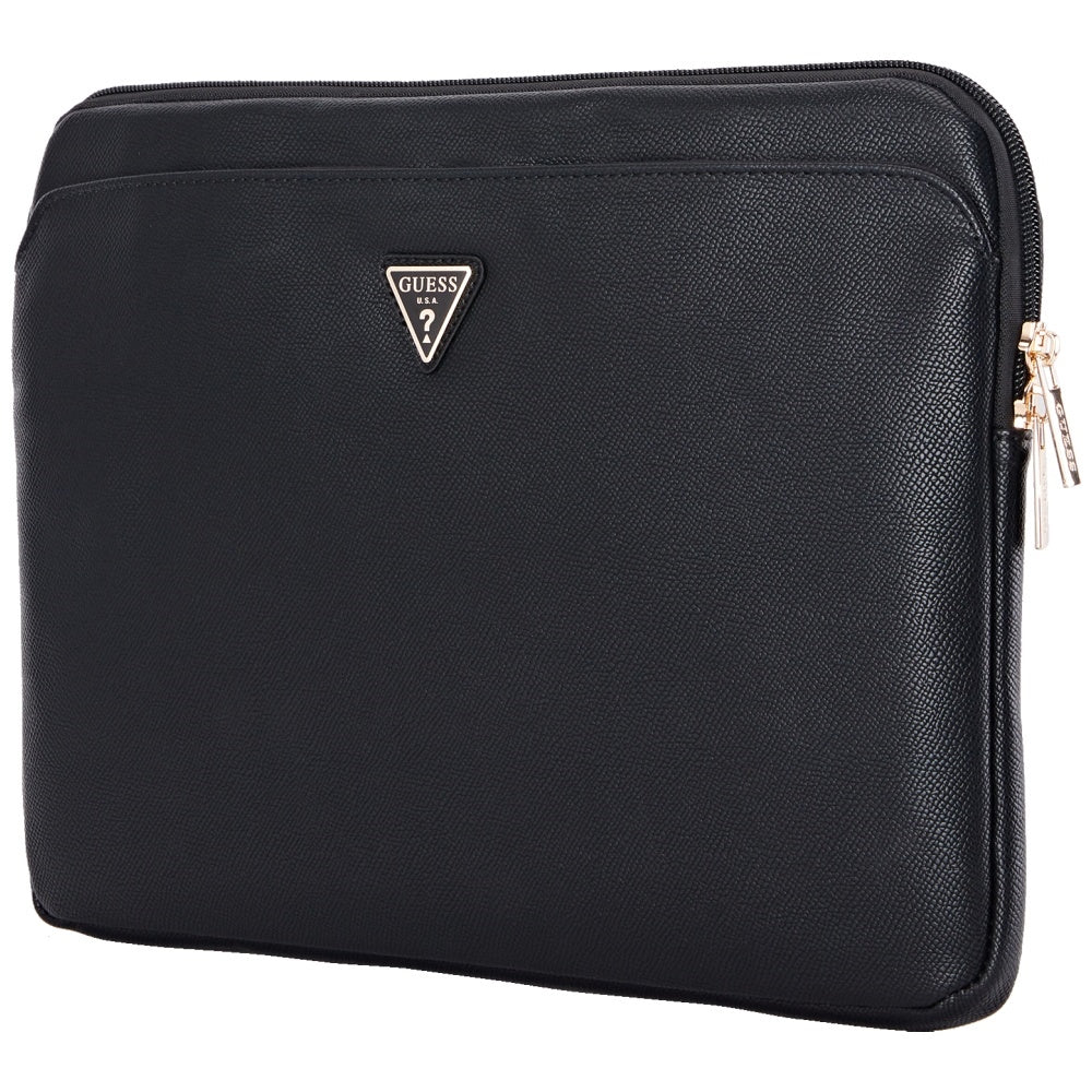 Geanta Guess Computer Sleeve Grained Triangle Logo (GUCS14ZPGTSPSK), for Laptop, Tablet 14", Zipper, Pocket, Eco-Leather, Negru