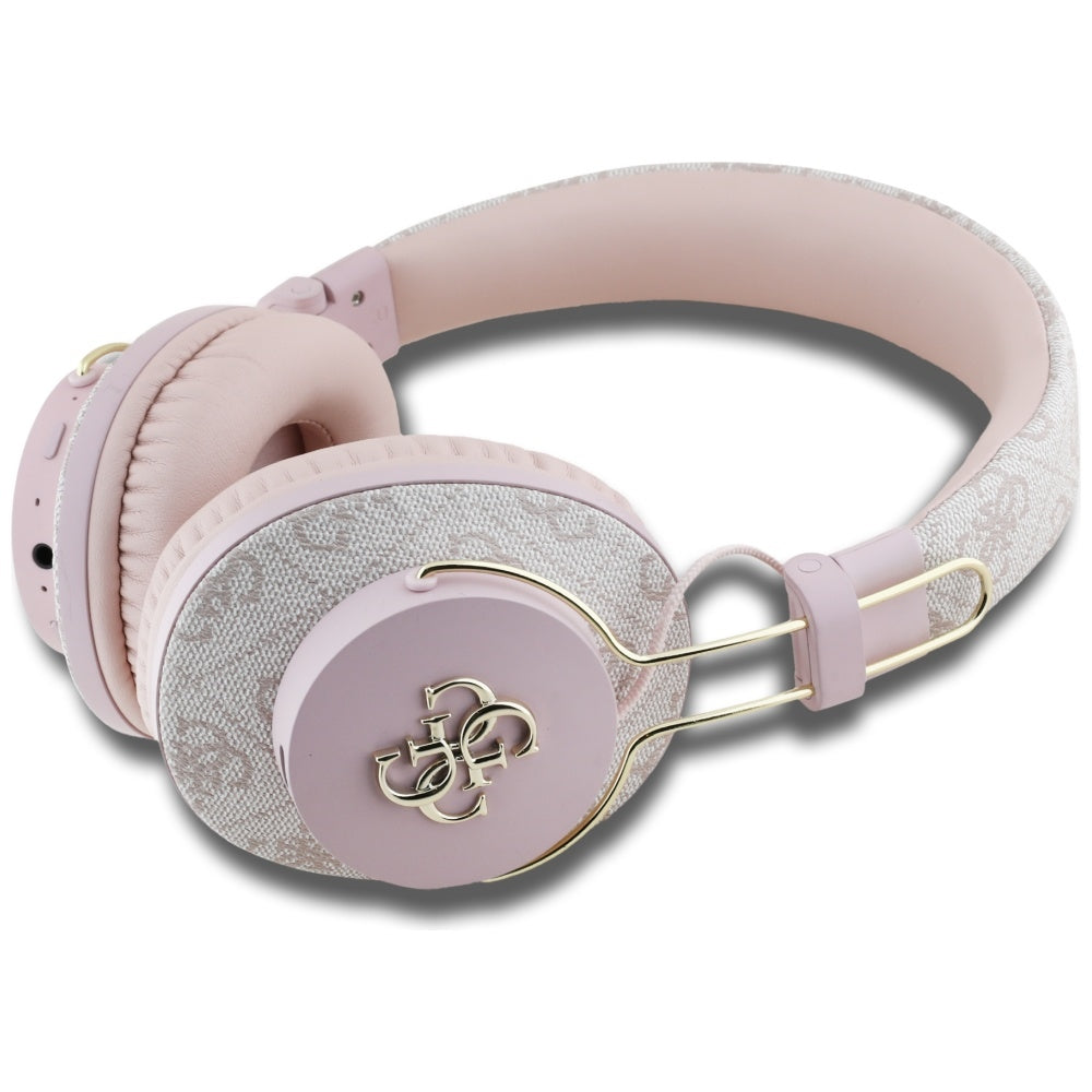 Casti Guess Wireless 4G Metal Logo (GUBHS72P4FC4MP), Bluetooth 5.3, ENC, USB-C, Eco-Leather, On-ear, 300mAh, Roz