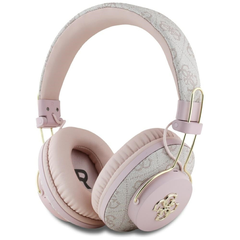Casti Guess Wireless 4G Metal Logo (GUBHS72P4FC4MP), Bluetooth 5.3, ENC, USB-C, Eco-Leather, On-ear, 300mAh, Roz