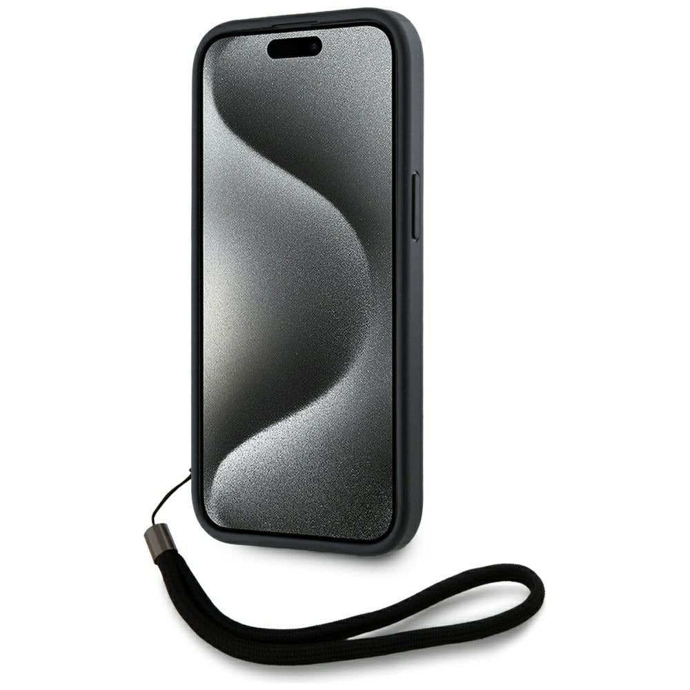 Husa de protectie Karl Lagerfeld Saffiano Athleisure Stripes Cord (KLHCP15SPAMSCNSR) compatibil cu iPhone 15, Rosu
