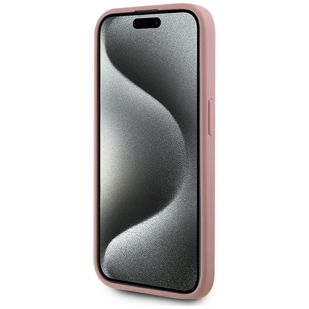 Husa de protectie Karl Lagerfeld Hardcase Leather (KLHCP15XPFMFBKMP) compatibil cu iPhone 15 Pro Max, Roz Metal Signature