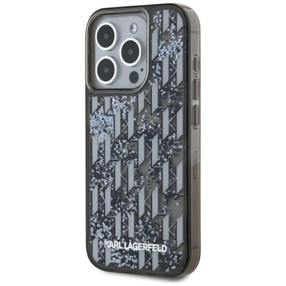 Husa de protectie Karl Lagerfeld Hardcase Liquid Glitter (KLHCP15XLKLGKCCK) compatibil cu iPhone 15 Pro Max, Monogram