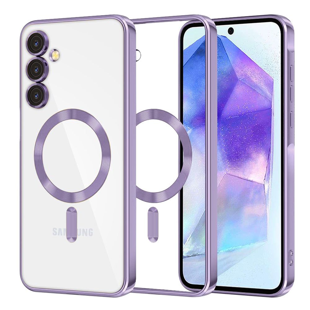 Husa de protectie Techsuit Luxury Crystal cu inel magnetic compatibil cu Samsung Galaxy A55 5G, Mov Deschis