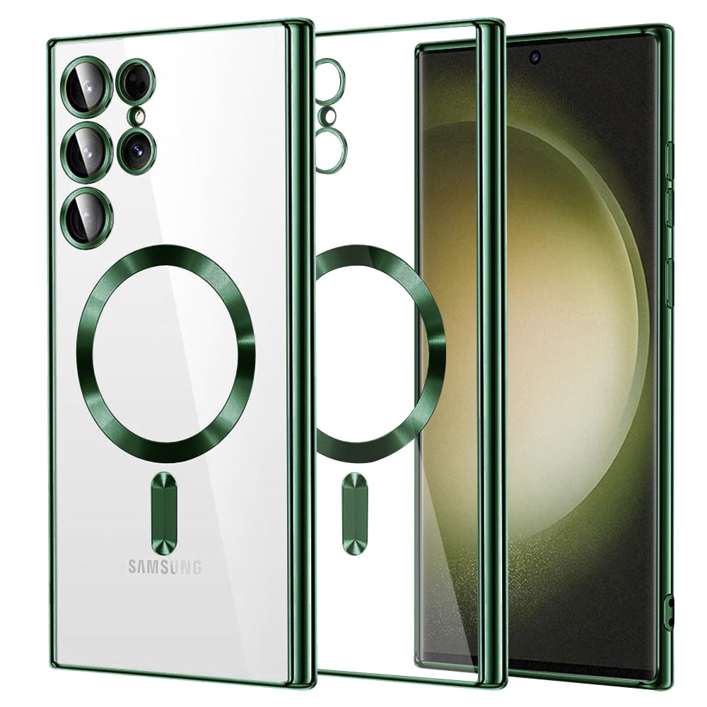 Husa de protectie Techsuit Luxury Crystal MagSafe compatibil cu Samsung Galaxy S23 Ultra, Verde inchis