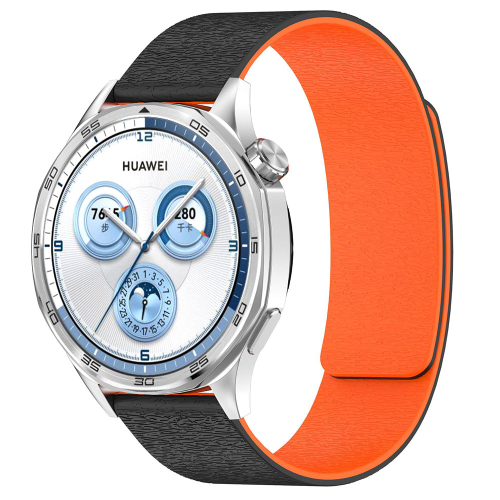 Curea smartwatch Techsuit Watchband 22mm (W074) compatibil cu Samsung Galaxy Watch (46mm)/Watch 3/Gear S3, Huawei Watch GT/GT 2 (46mm), Negru / Orange