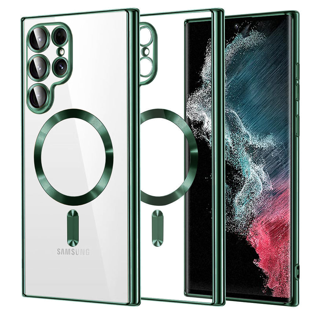 Husa de protectie Techsuit Luxury Crystal MagSafe compatibil cu Samsung Galaxy S22 Ultra 5G, Verde inchis