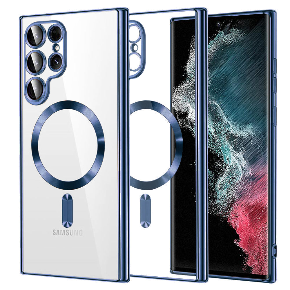 Husa de protectie Techsuit Luxury Crystal MagSafe compatibil cu Samsung Galaxy S22 Ultra 5G, Albastru