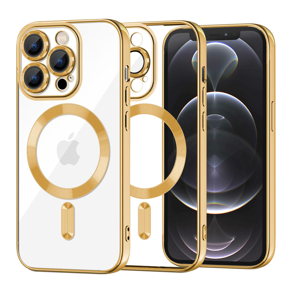 Husa de protectie Techsuit Luxury Crystal MagSafe compatibil cu iPhone 12 Pro, Auriu