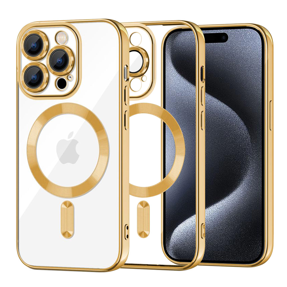 Husa de protectie Techsuit Luxury Crystal MagSafe compatibil cu iPhone 15 Pro, Auriu