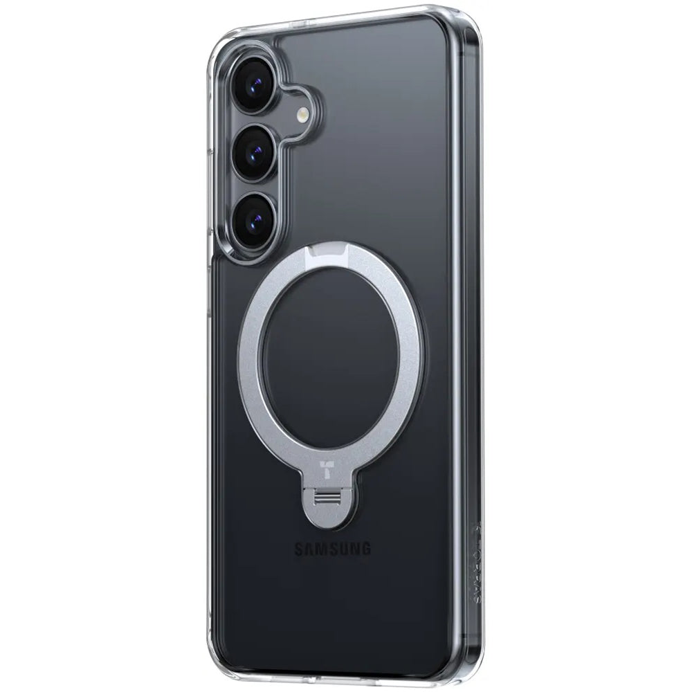 Husa de protectie Torras Ostand Spin MagSafe Series compatibil cu Samsung Galaxy S25 Plus, Transparent