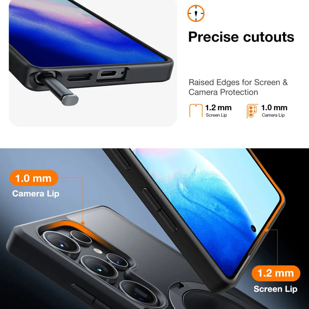 Torras Husa de protectie Torras Ostand Spin MagSafe Series compatibil cu Samsung Galaxy S25 Ultra, Negru – imagine 6