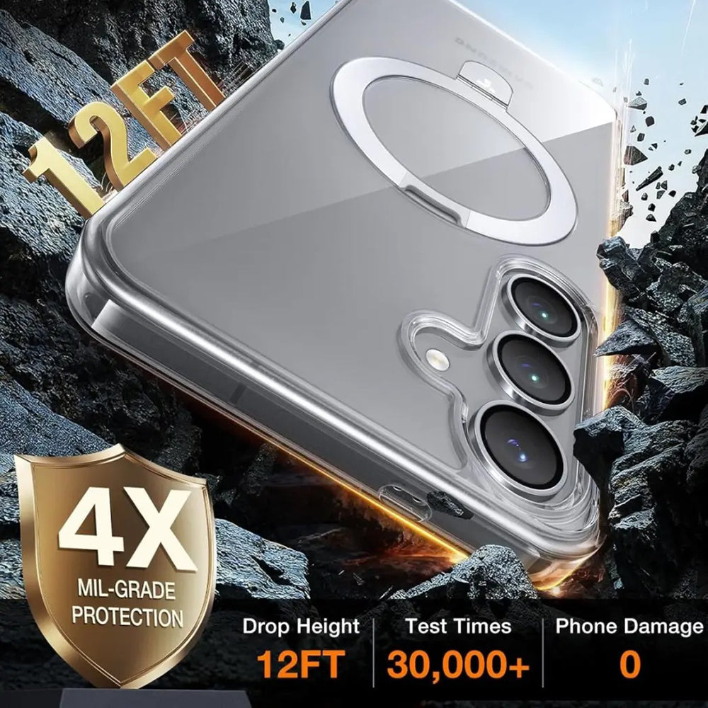 Husa de protectie Torras Ostand MagSafe Series compatibil cu Samsung Galaxy S25 Plus, Transparent