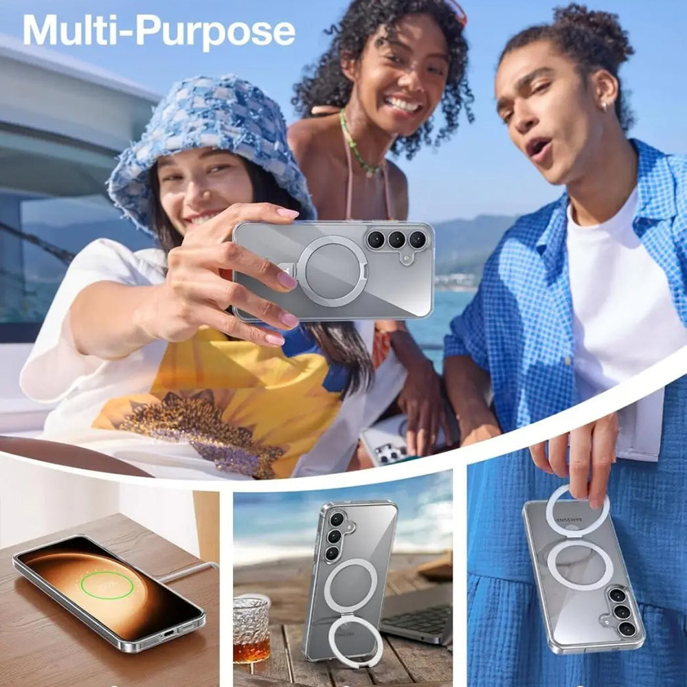 Husa de protectie Torras Ostand MagSafe Series compatibil cu Samsung Galaxy S25 Plus, Transparent