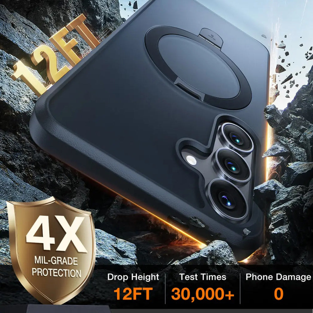 Husa de protectie Torras Ostand MagSafe Series compatibil cu Samsung Galaxy S25, Negru