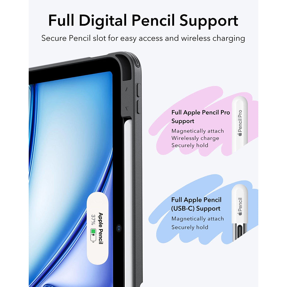 Husa de protectie tableta ESR Flip Hybrid (with Pencil Holder) compatibil cu iPad Air 4 (2020) / Air 5 (2022) / Air 11 (2024 / 2025 / 2026), Negru