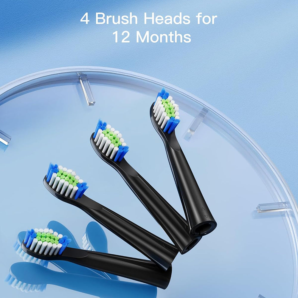 Bitvae Toothbrush Heads (SDD2), For Bitvae D2, x4, Negru