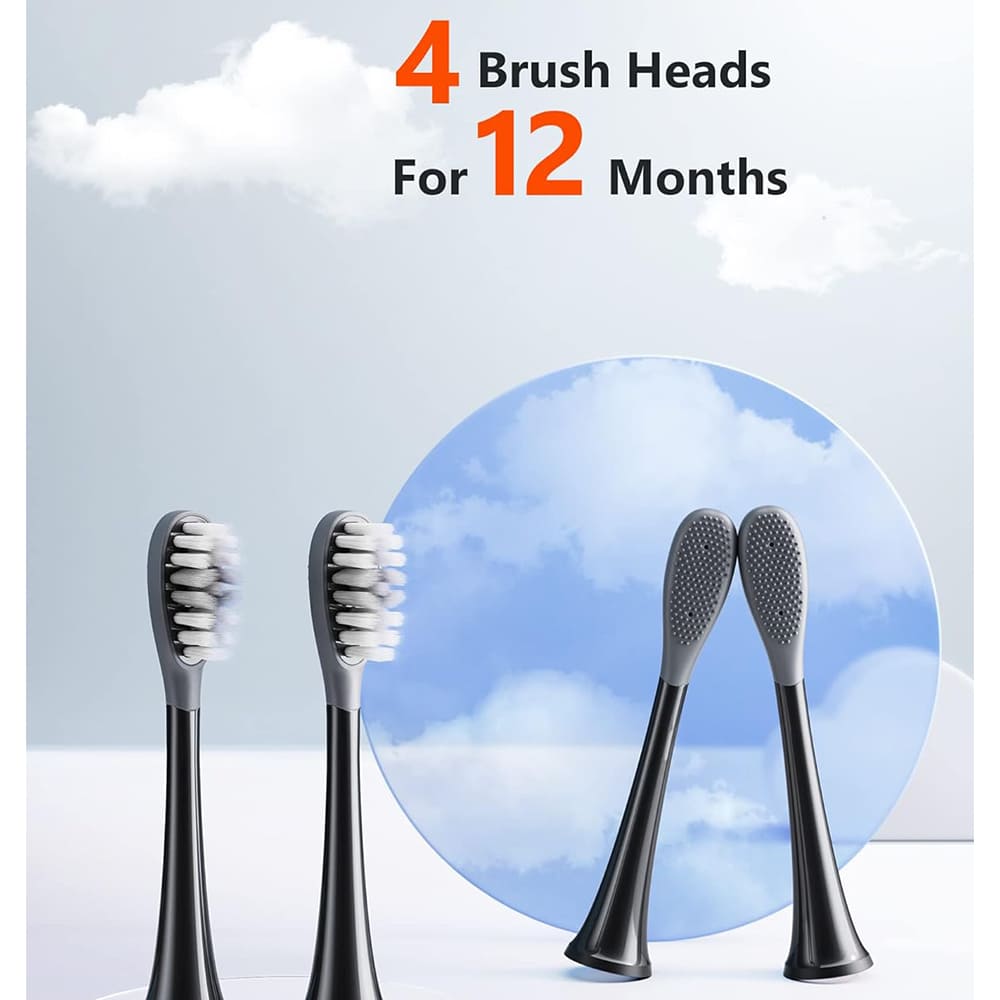 Bitvae Toothbrush Heads (GCS22), Gum Care, Ultra Soft Bristles, for Bitvae S2\S3, x4, Negru