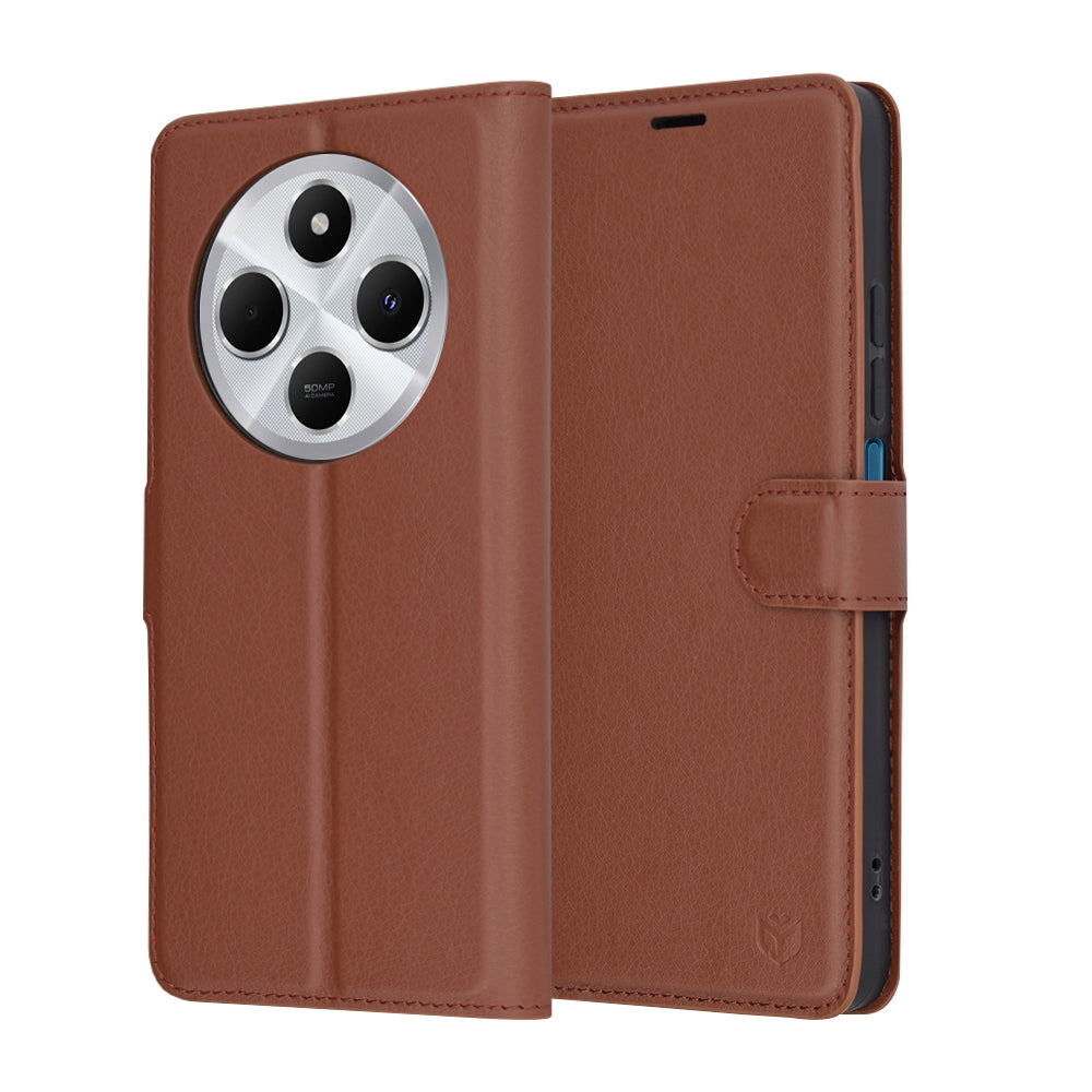 Husa de protectie Techsuit Leather Folio compatibil cu Xiaomi Redmi 14C / Poco C75, Maro