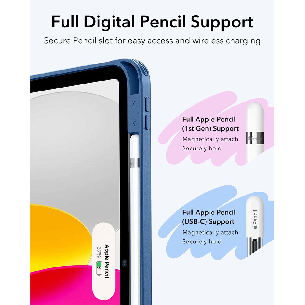 Husa de protectie tableta ESR Flip Hybrid (with Pencil Holder) compatibil cu iPad 10 (2022) 10.9 / 11 (2025) / 12 (2026), Albastru