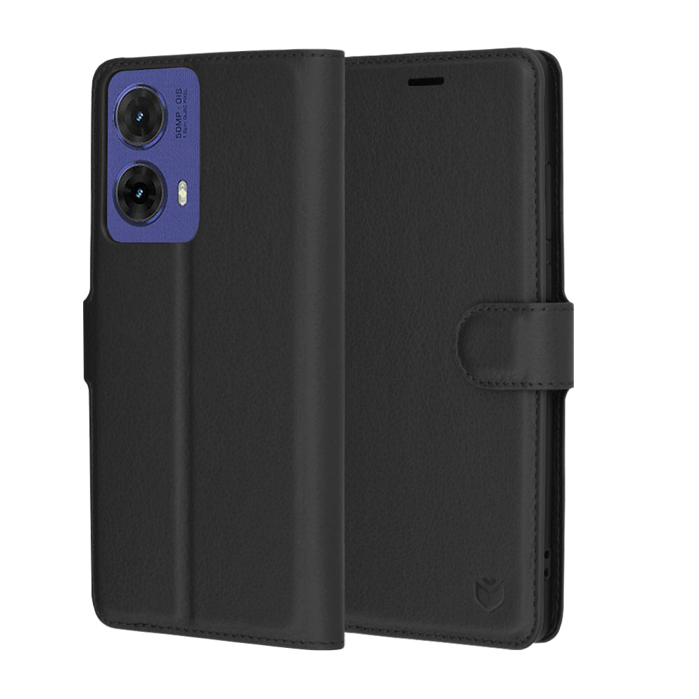 Husa de protectie Techsuit Leather Folio compatibil cu Motorola Moto G85, Negru