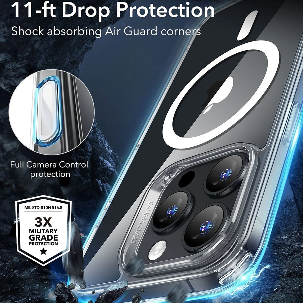 Husa de protectie ESR Classic Hybrid HaloLock compatibil cu iPhone 16 Pro Max, Transparent Black