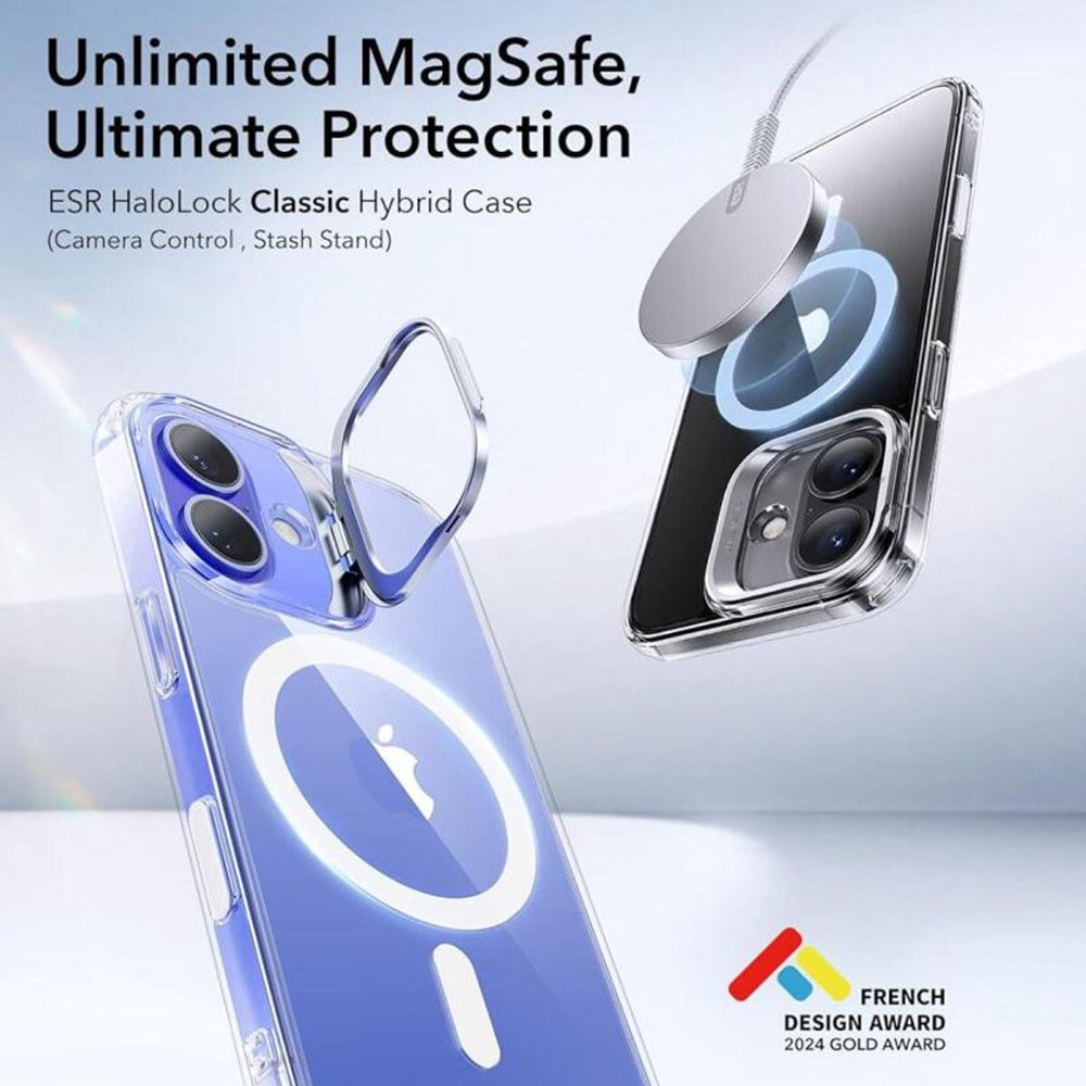 Husa de protectie ESR Classic Hybrid HaloLock Kickstand compatibil cu iPhone 16 Plus, Transparent
