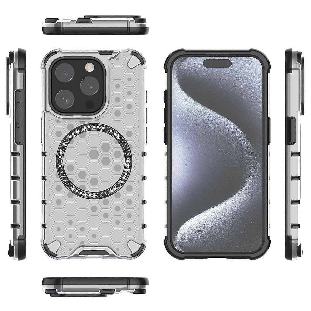 Husa de protectie Techsuit HoneyComb Shield MagSafe compatibil cu iPhone 15 Pro Max, Alb