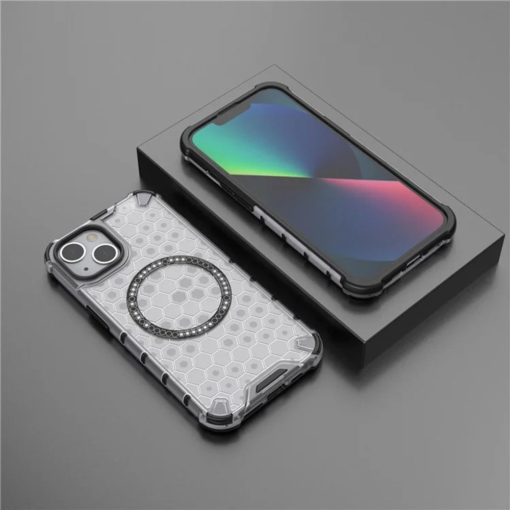 Husa de protectie Techsuit HoneyComb Shield MagSafe compatibil cu iPhone 14, Alb