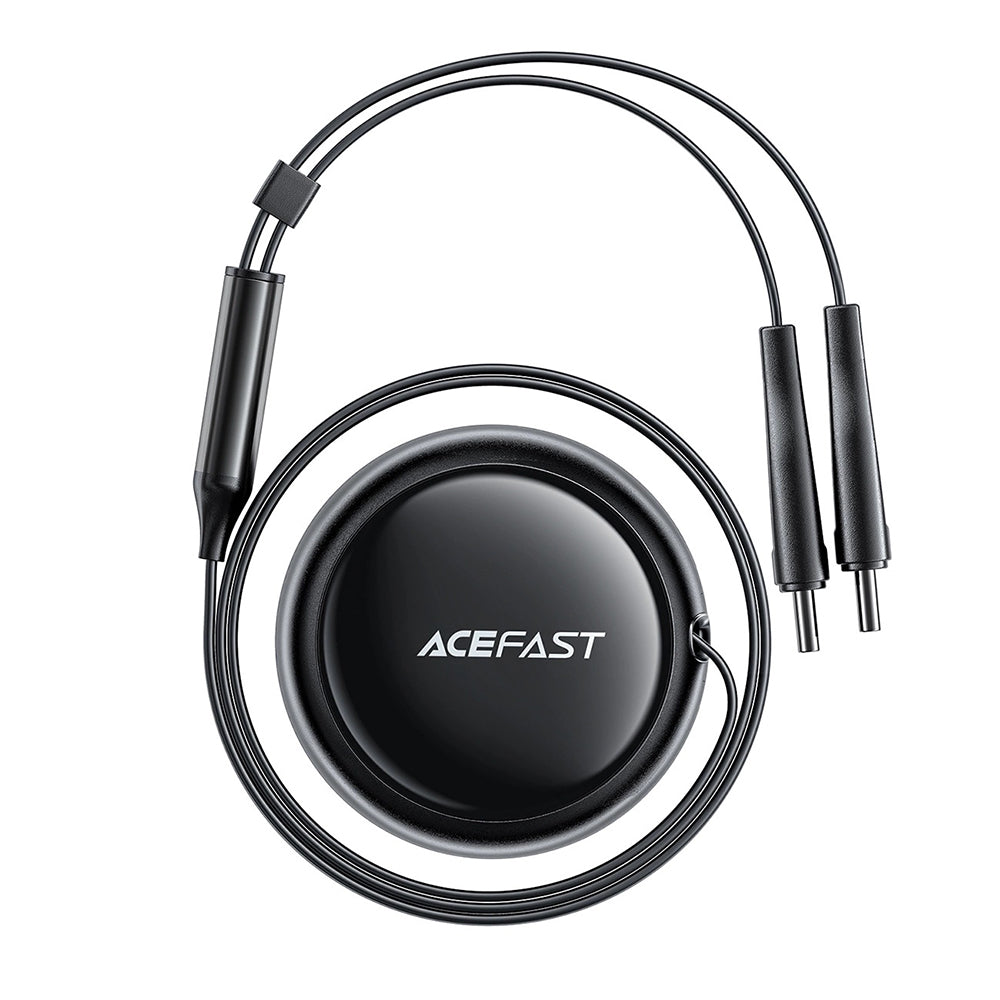 Incarcator Acefast Car (B13), with Retractable Cable, USB, 2x Type-C, 53W, 70 + 15cm, Negru